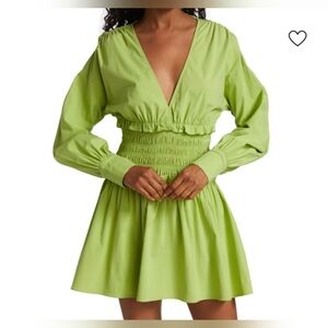 Ramy Brook Lime Blythe Smocked Mini Dress Size XS